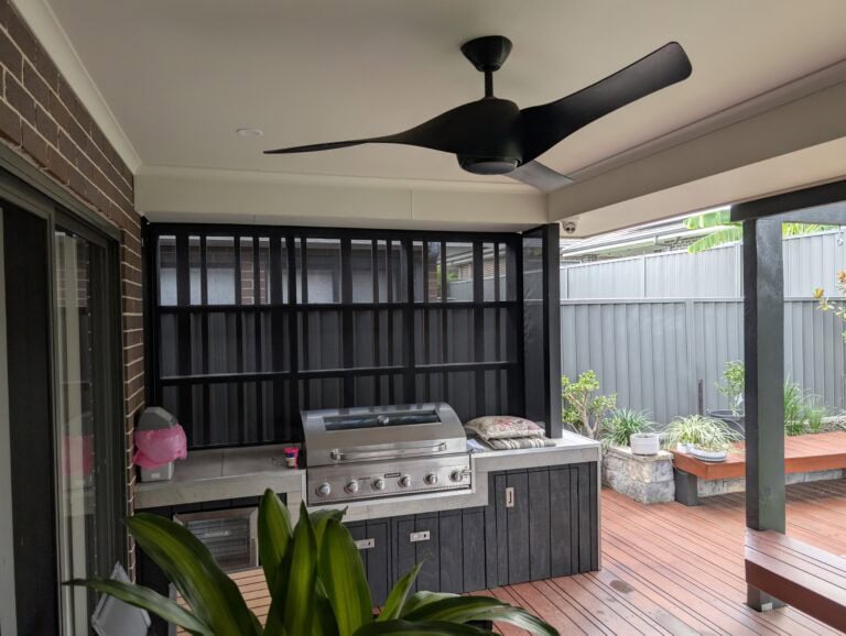 Zipscreen installed over a BBQ with Fabric infill section